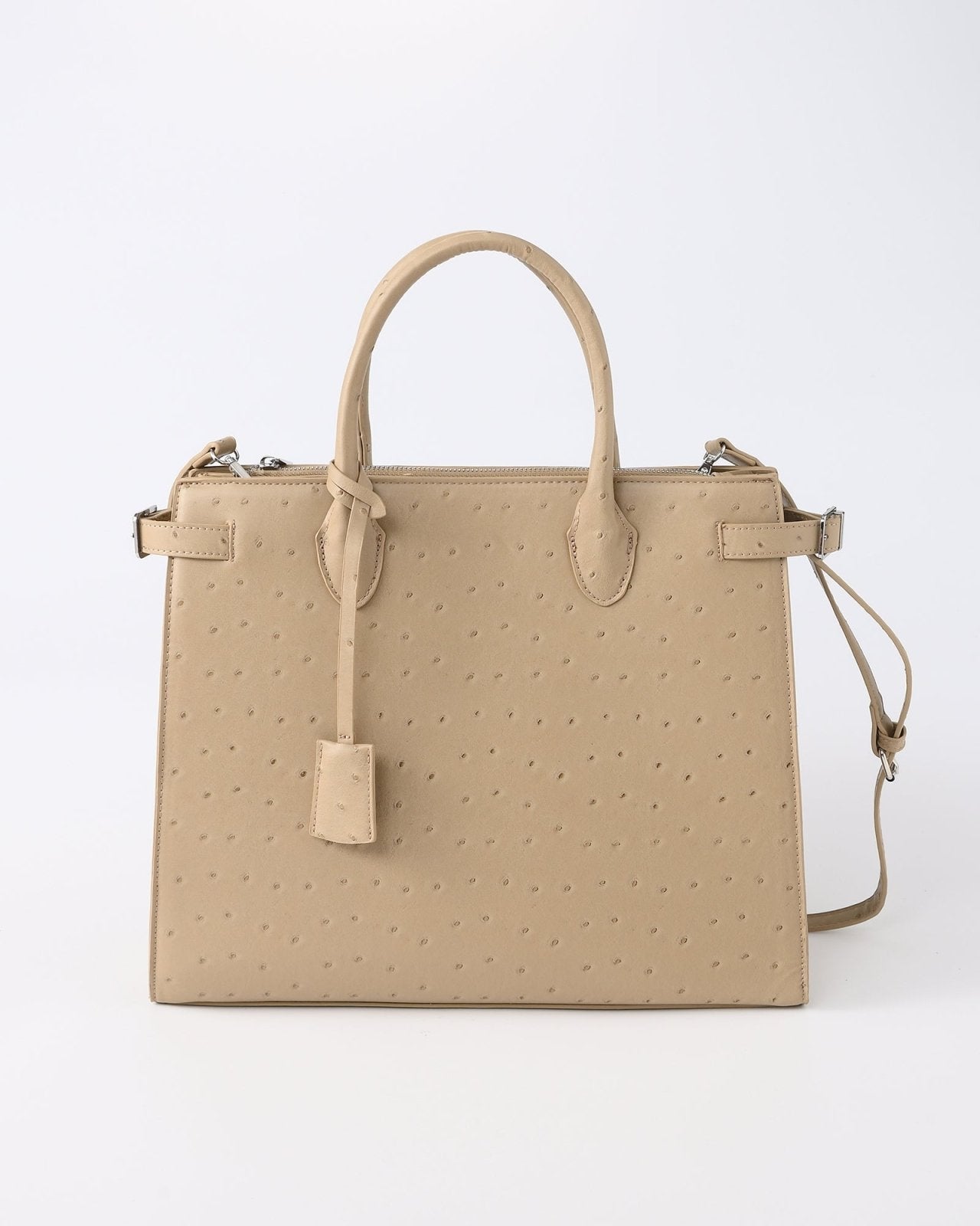 Beige handtas van faux struisvogelleer - Nouka