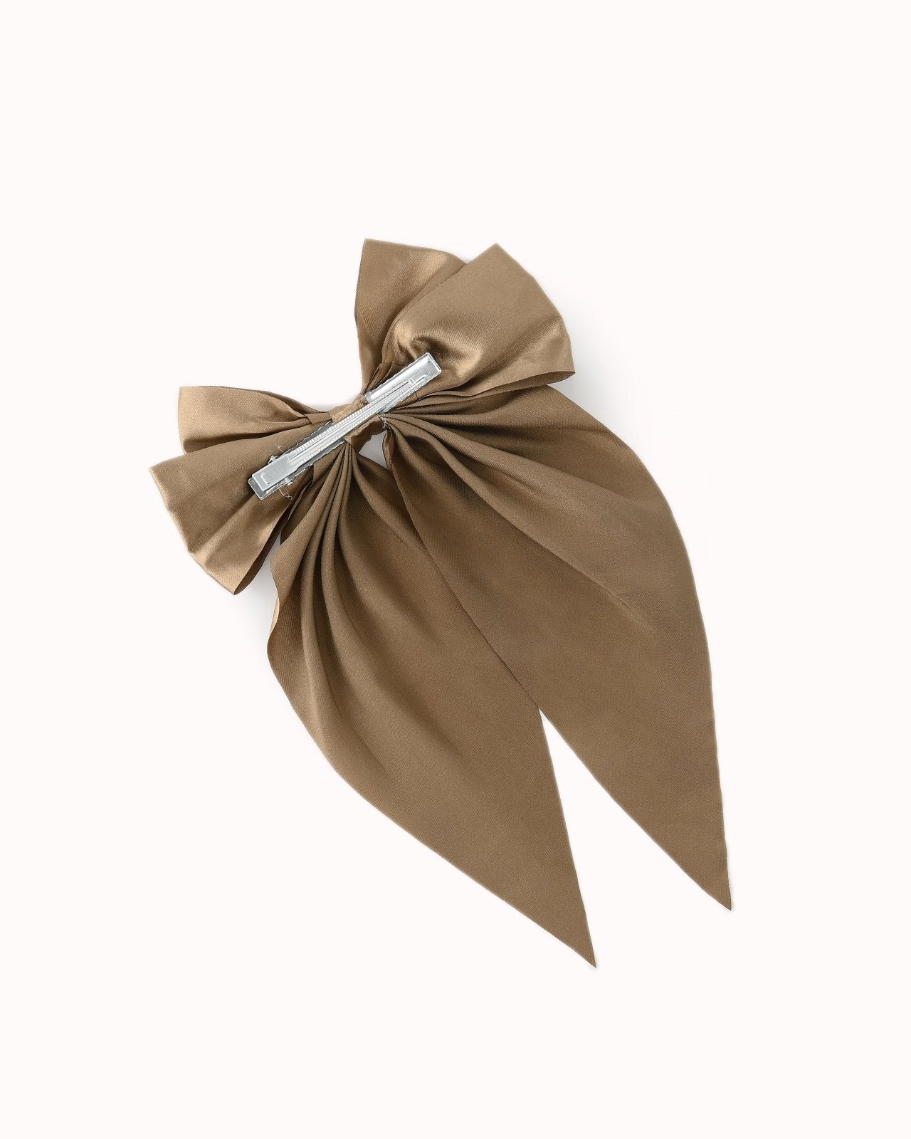 Beige satijnachtige haarstrik - Nouka
