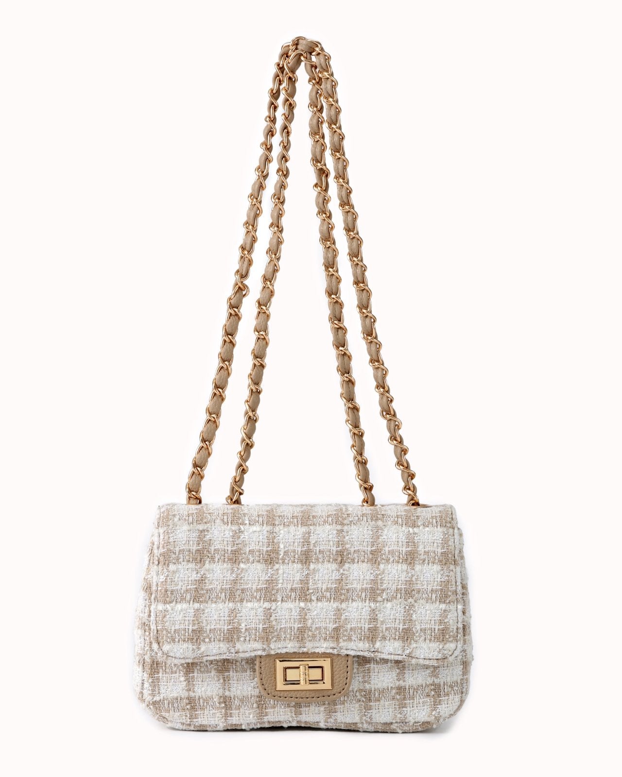 Beige tweedstof schoudertas - Nouka