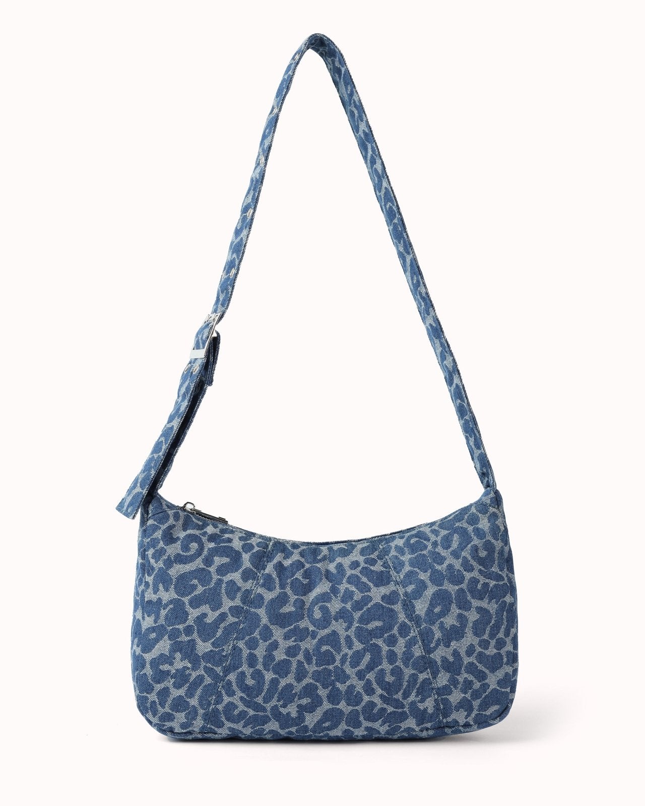 Denim schoudertas met panterprint - Nouka