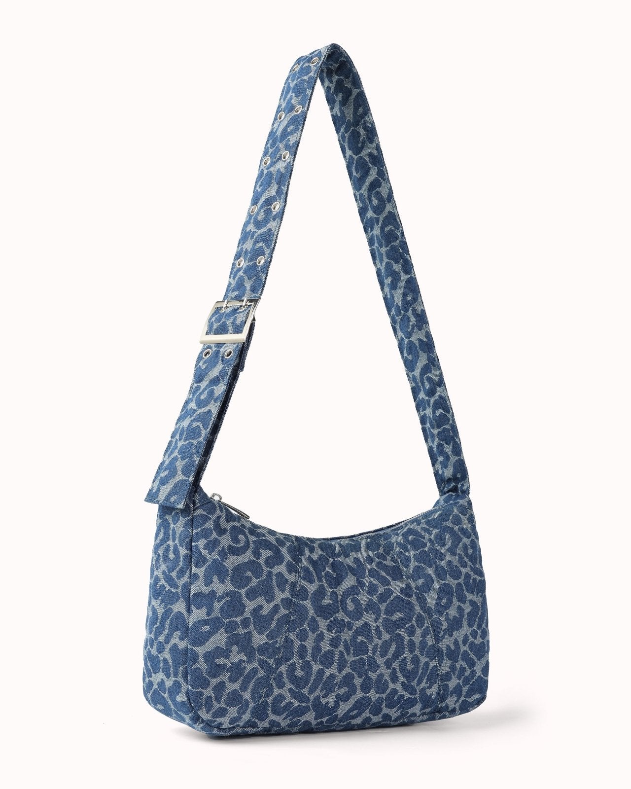 Denim schoudertas met panterprint - Nouka