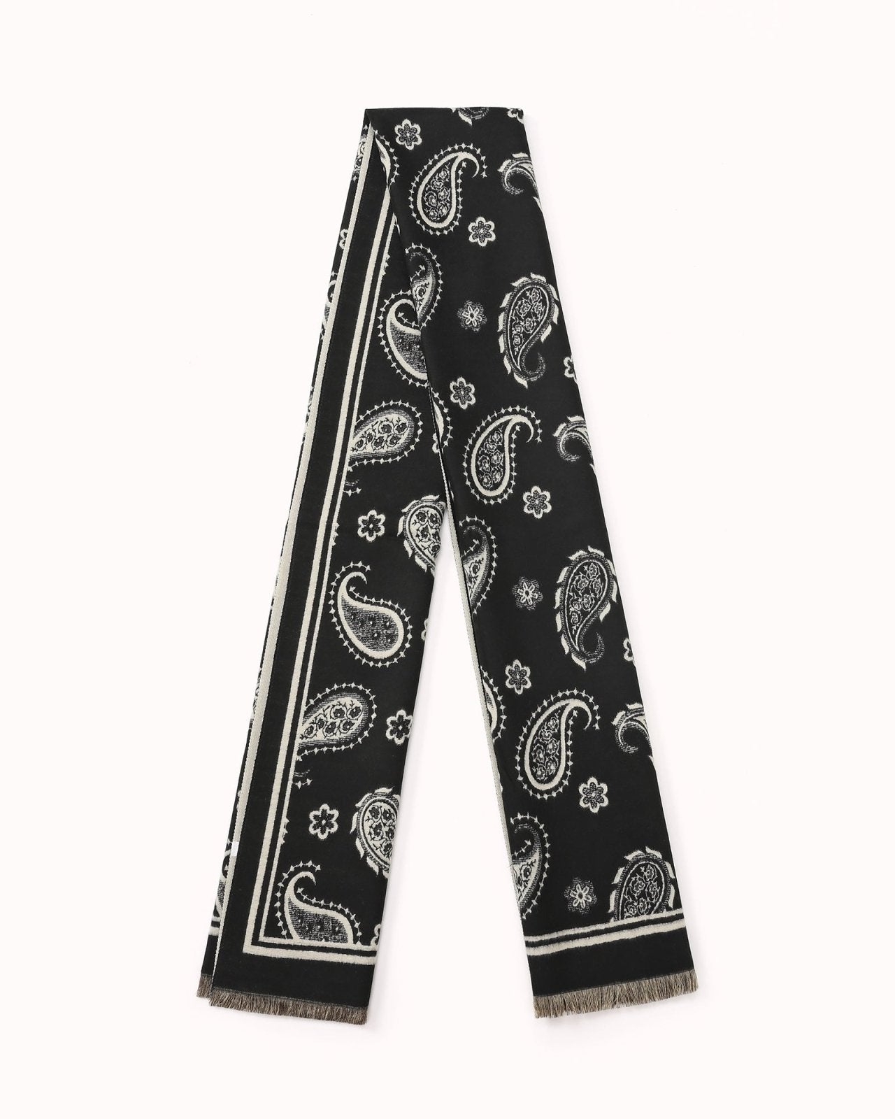Dikke zwart/witte sjaal met paisley print - Nouka