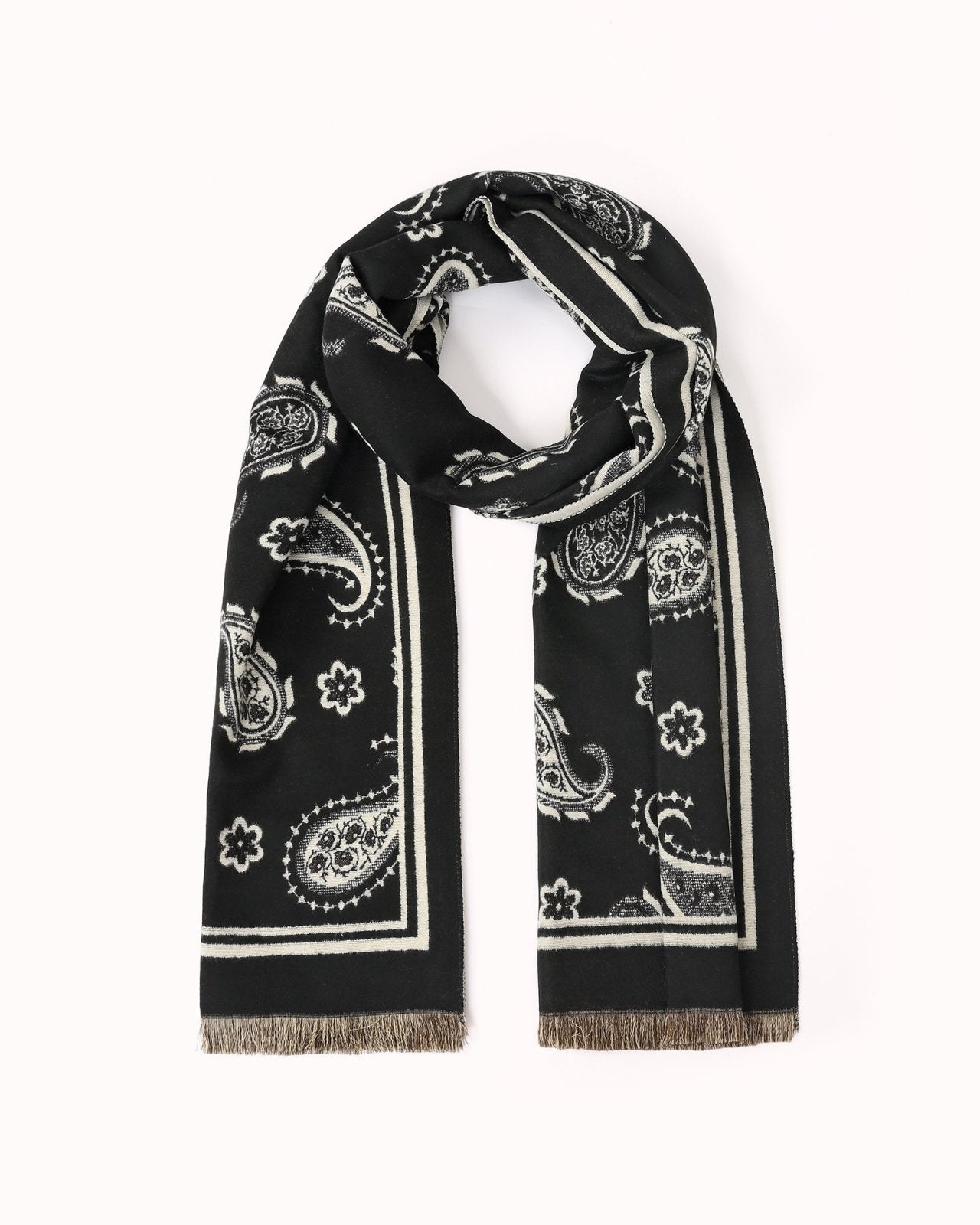 Dikke zwart/witte sjaal met paisley print - Nouka