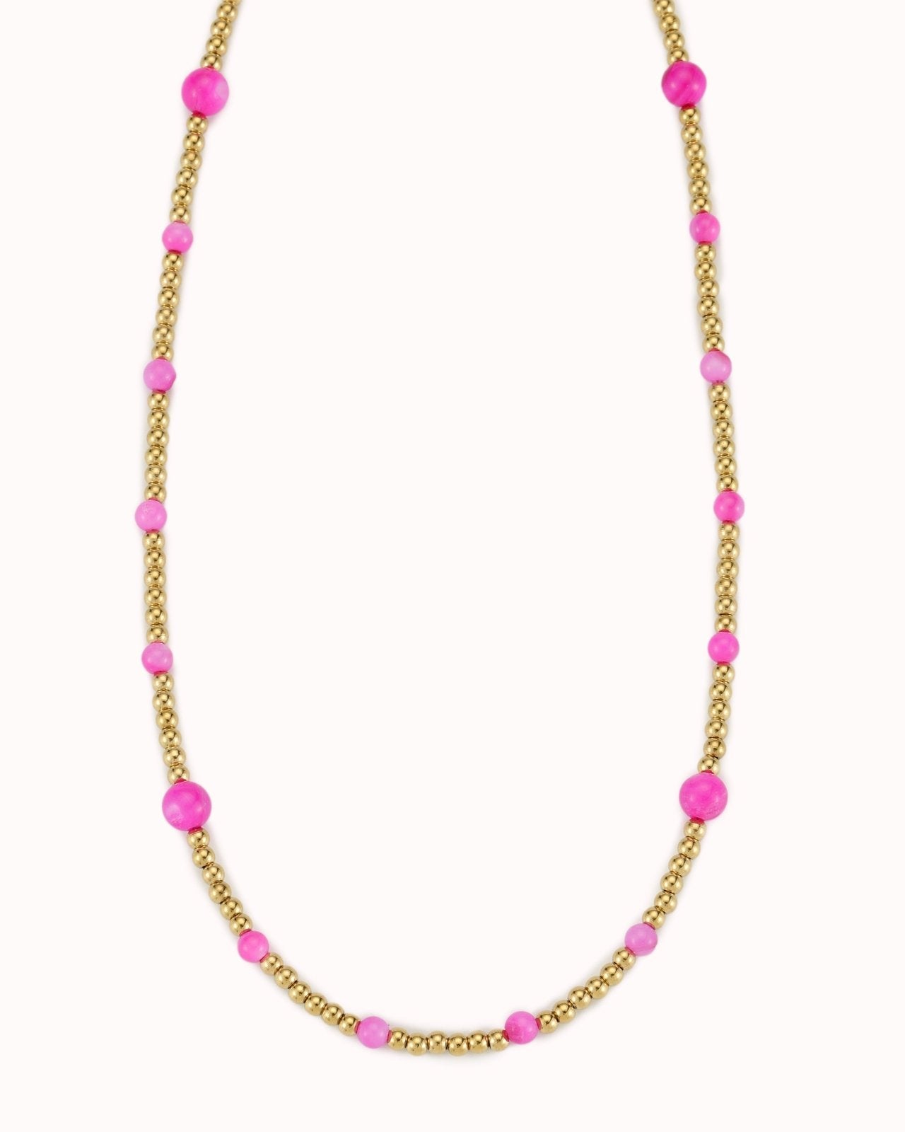 Goud en roze kralen ketting - Nouka