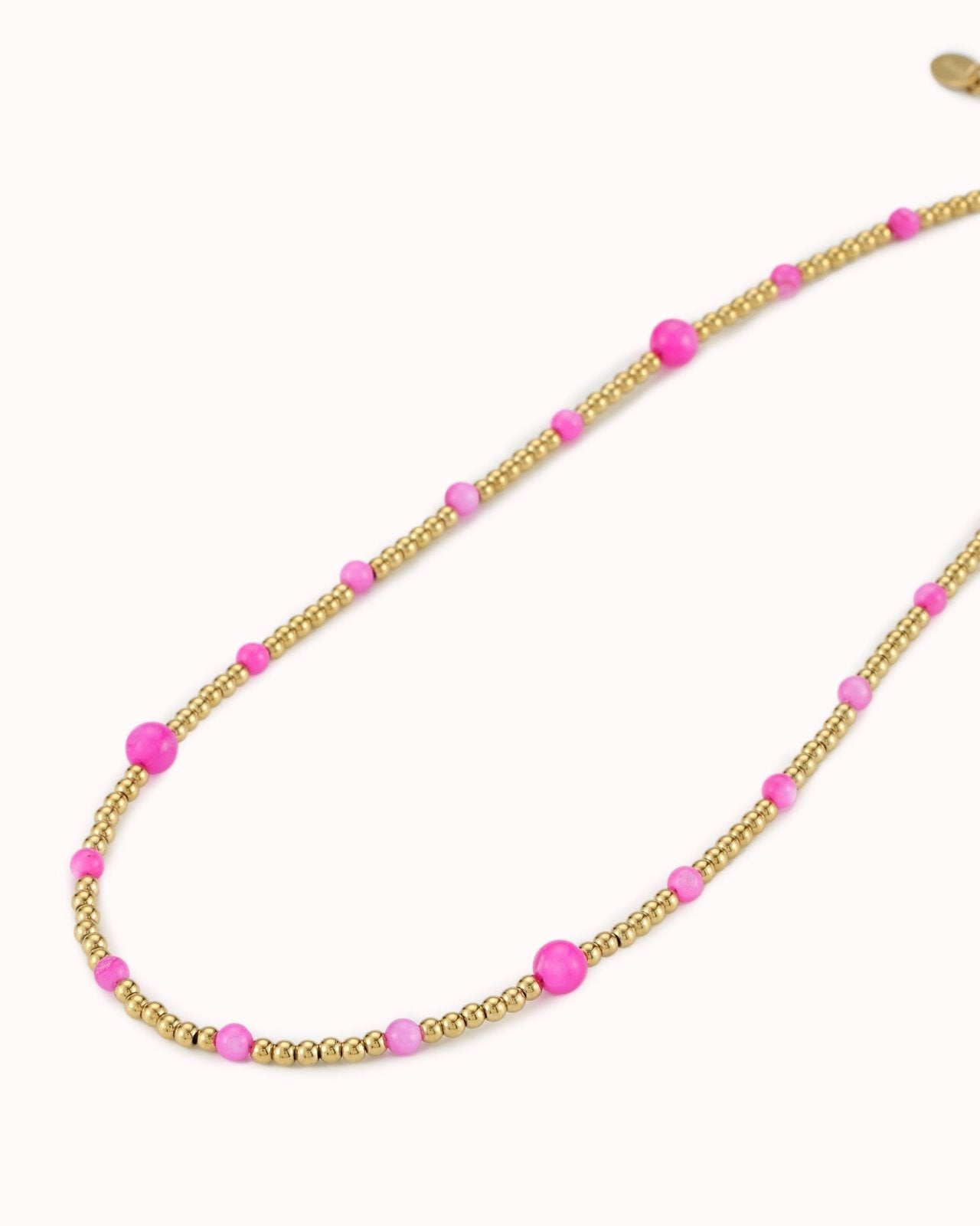 Goud en roze kralen ketting - Nouka