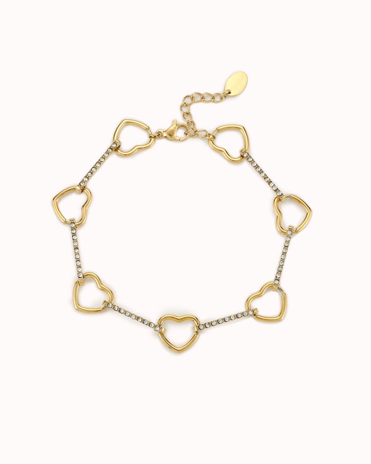 Goudkleurige hartjes schakel armband - Nouka