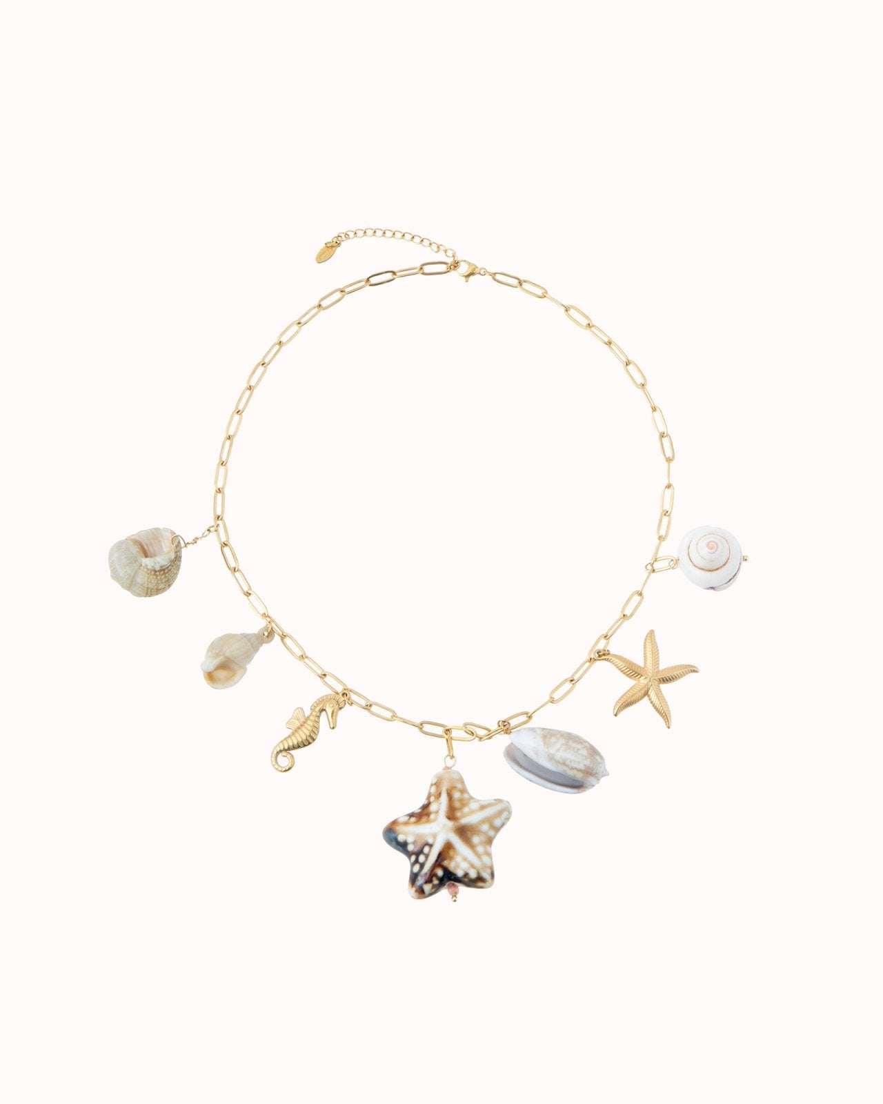Goudkleurige statement ketting met schelp hangers - Nouka