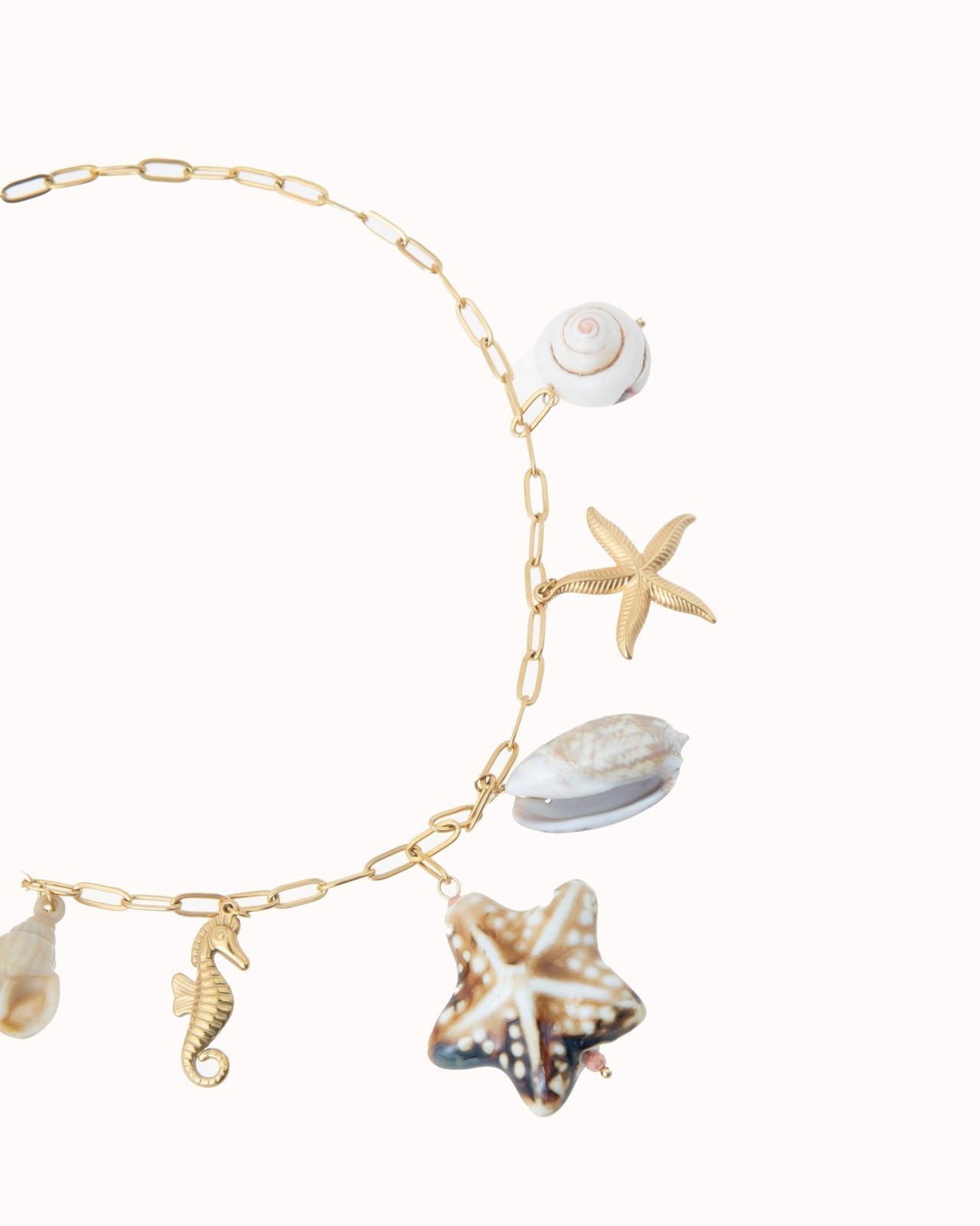 Goudkleurige statement ketting met schelp hangers - Nouka