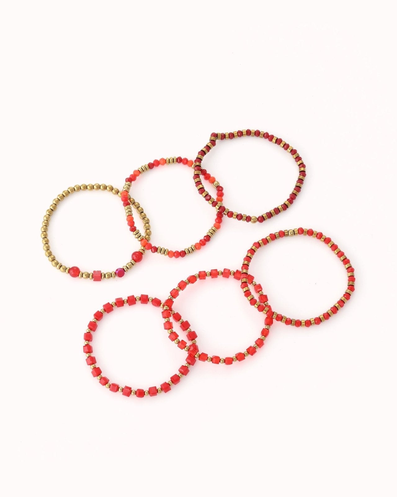 Rood en goudkleurige armbanden set - Nouka