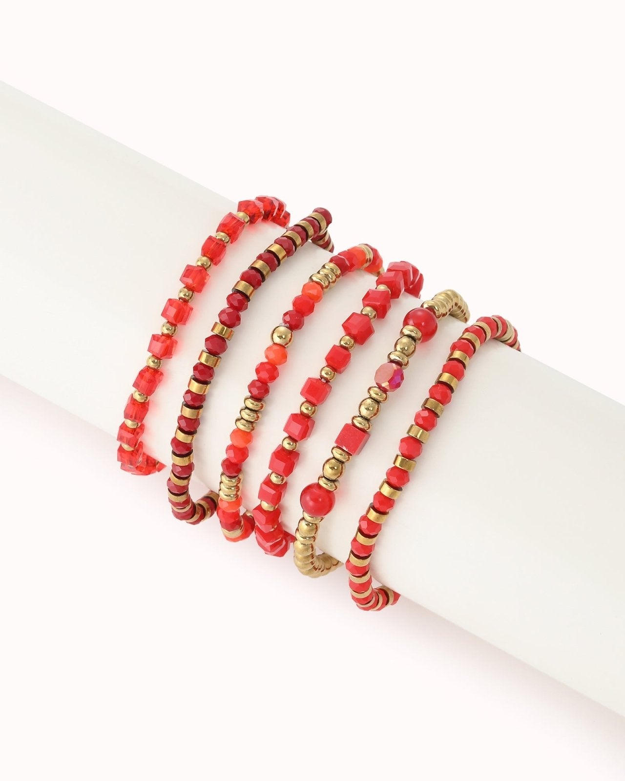 Rood en goudkleurige armbanden set - Nouka