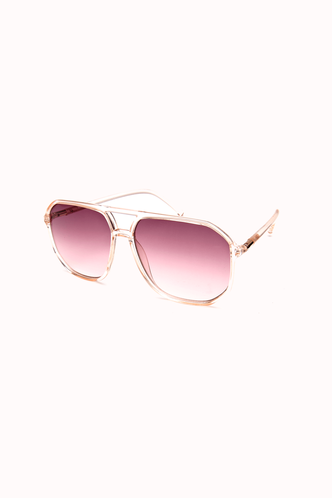 Roze/bruine aviator zonnebril met transparant montuur - Nouka