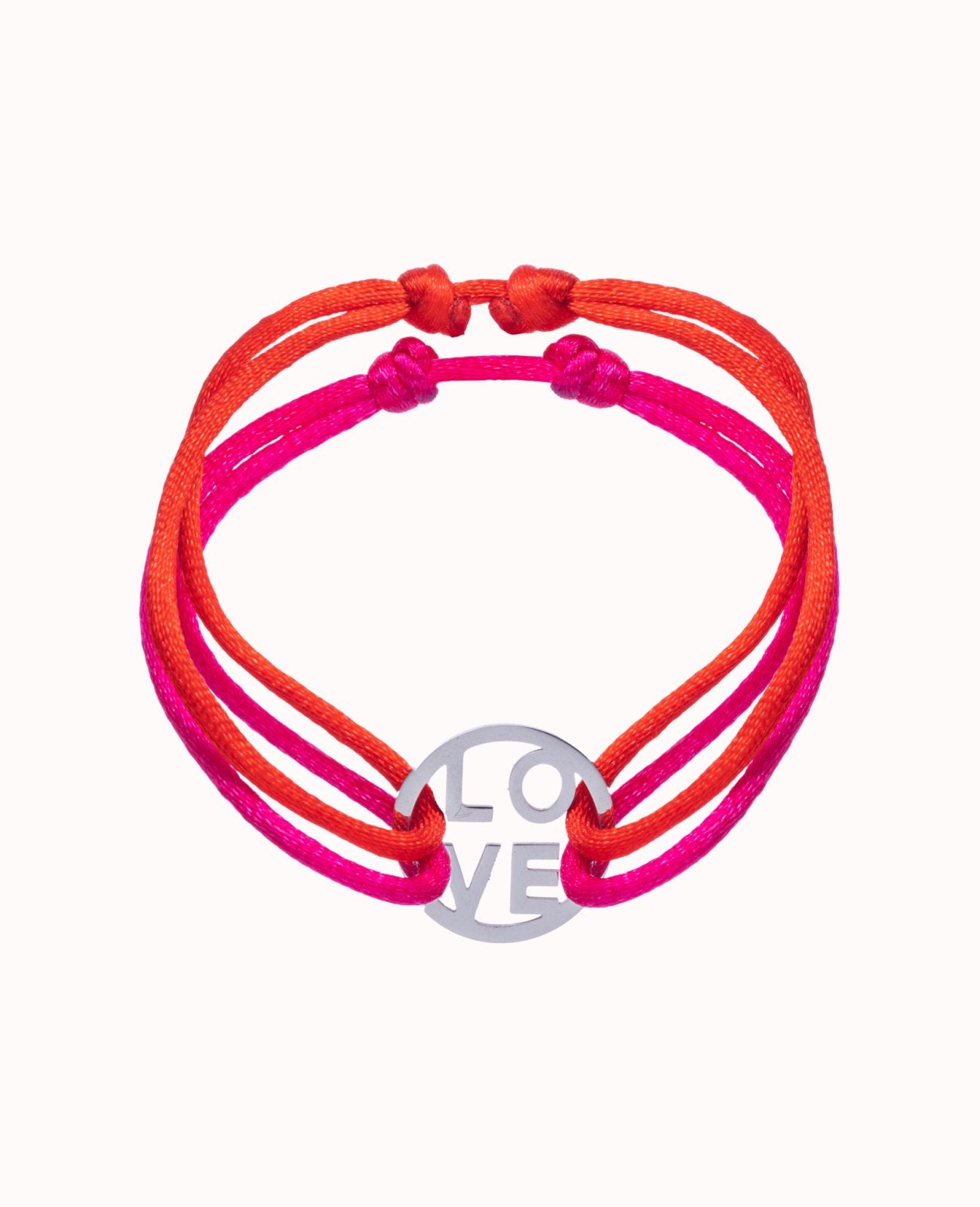 Roze/rode touwarmband met
