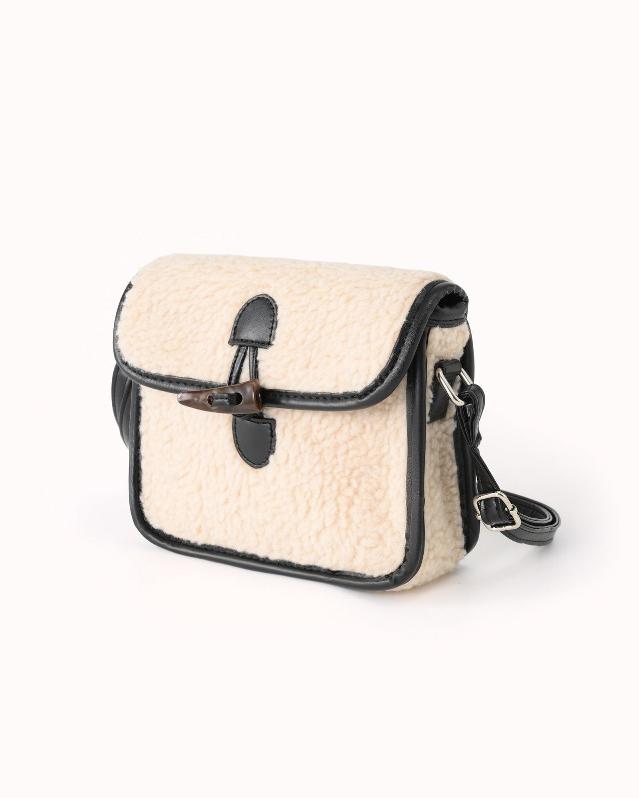 Tas van teddy - stof met zwarte details - Nouka