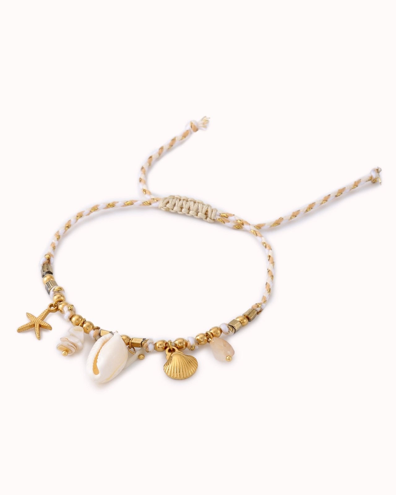 Witte touw armband met gouden hangers - Nouka