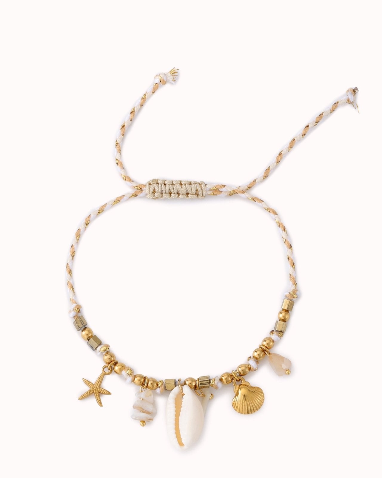 Witte touw armband met gouden hangers - Nouka