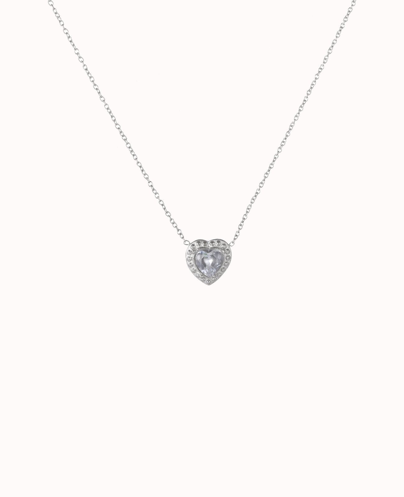 Zilverkleurige ketting met stras hart - Nouka