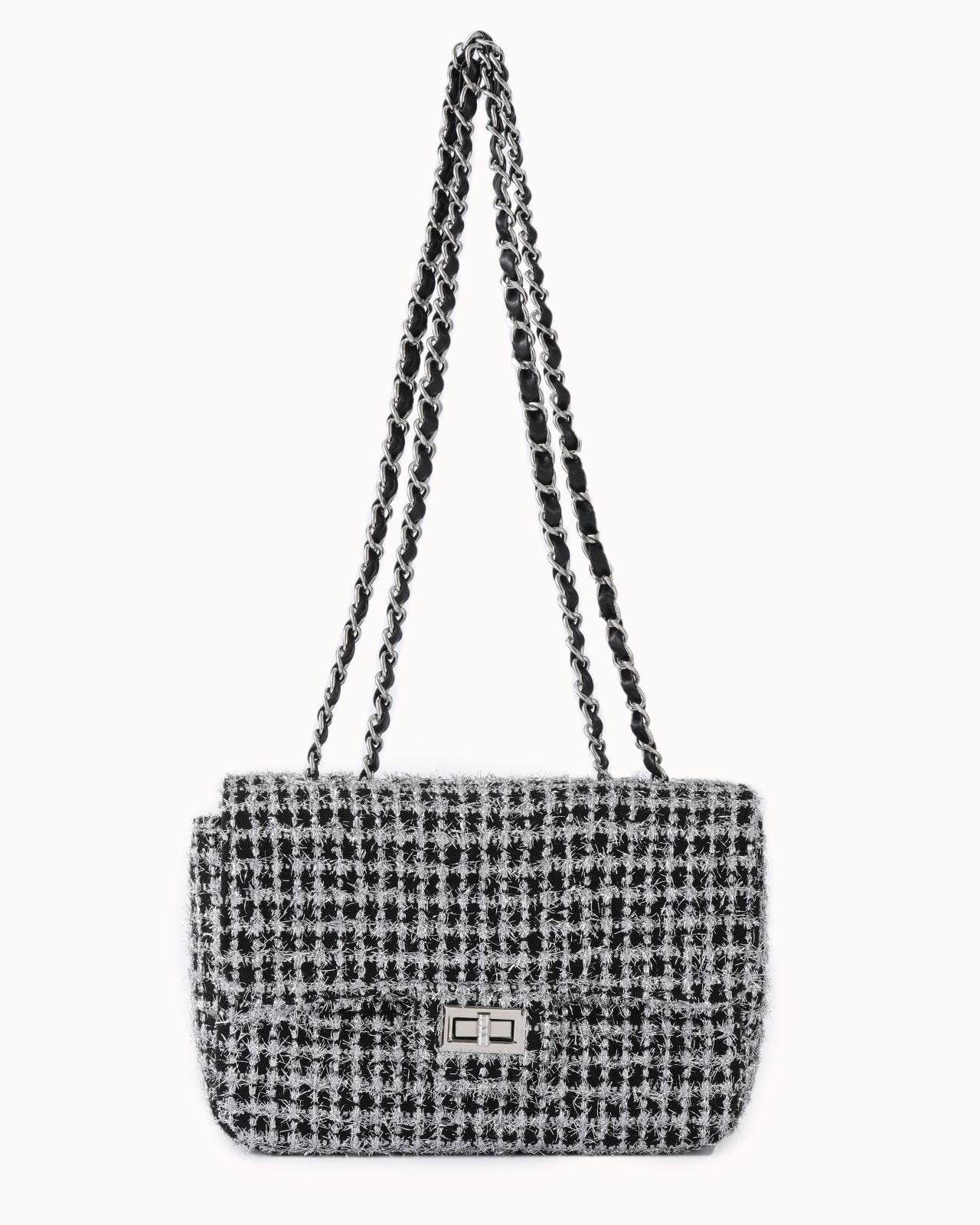 Zwart en zilverkleurige glitter schoudertas - Nouka