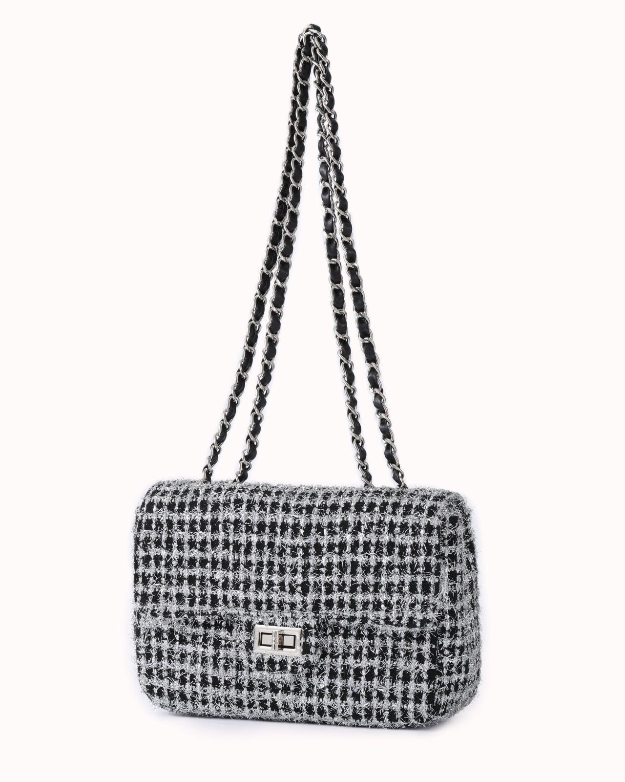 Zwart en zilverkleurige glitter schoudertas - Nouka