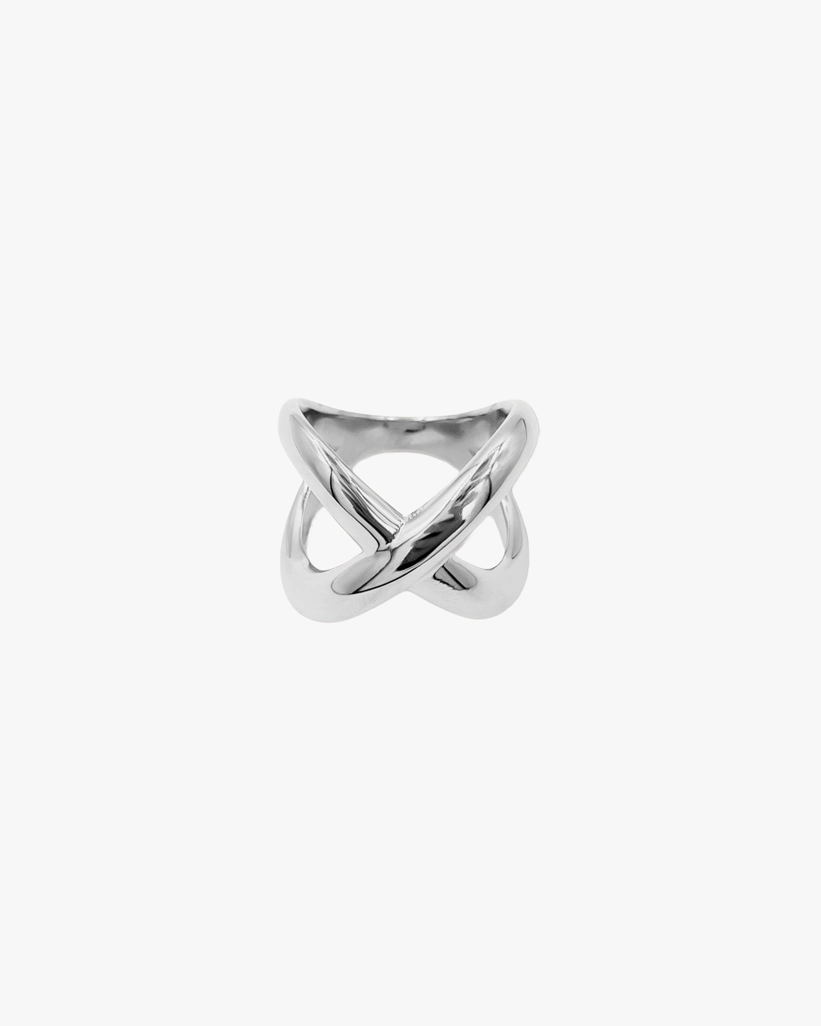 Cross Over Ring Silver