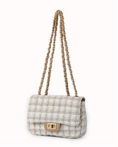 Beige tweedstof schoudertas - Nouka
