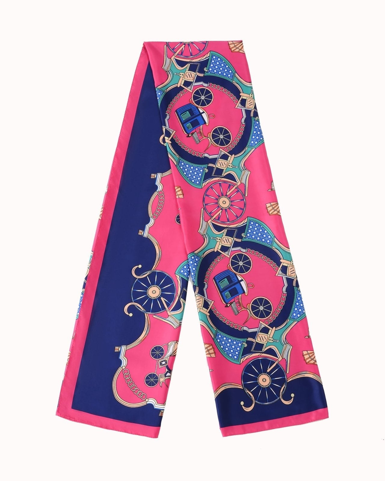 Blauw met roze sjaal met print - Nouka