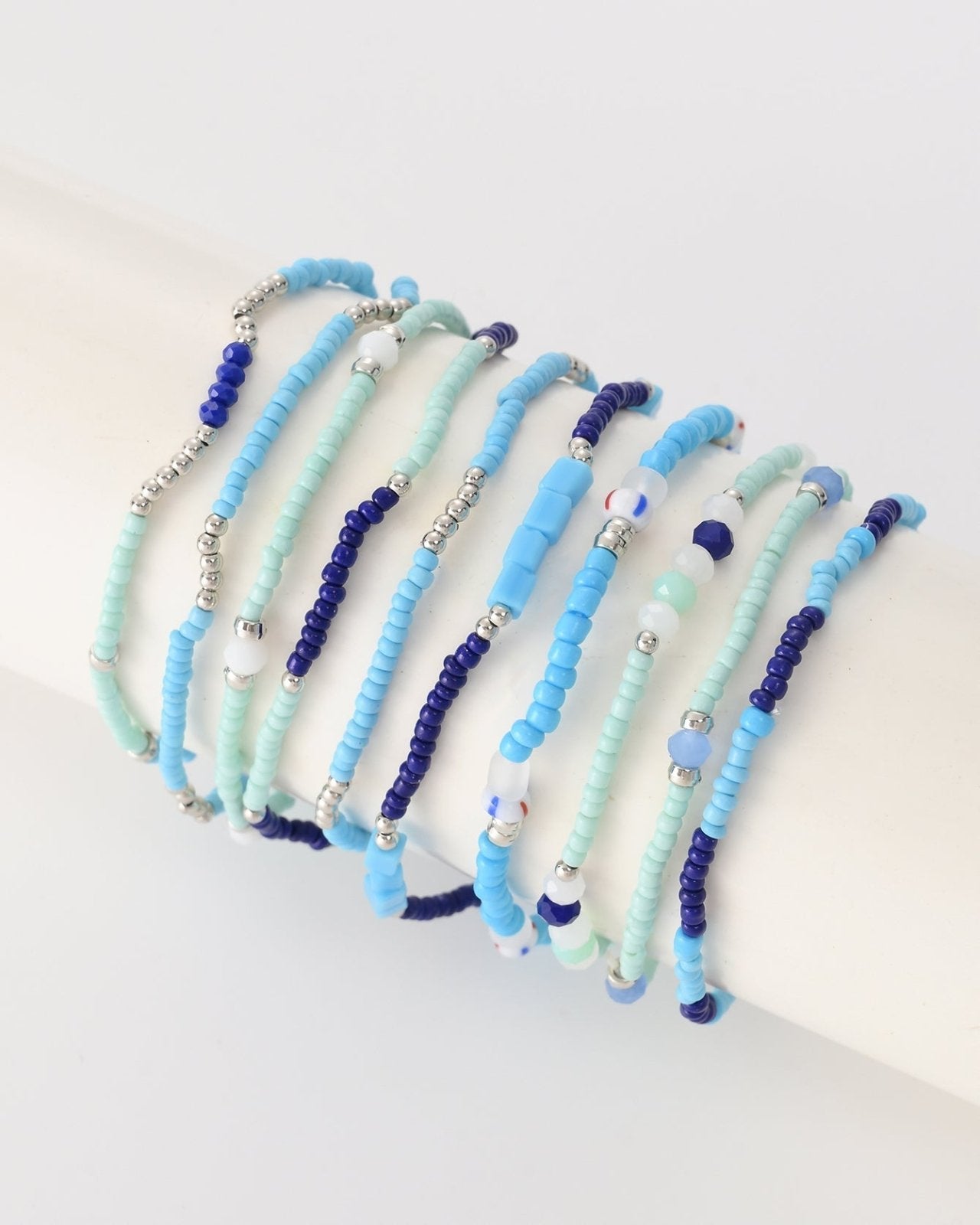 Blauwe kralen armbanden set - Nouka