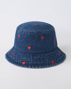 Denim bucket hat met hartjes - Nouka