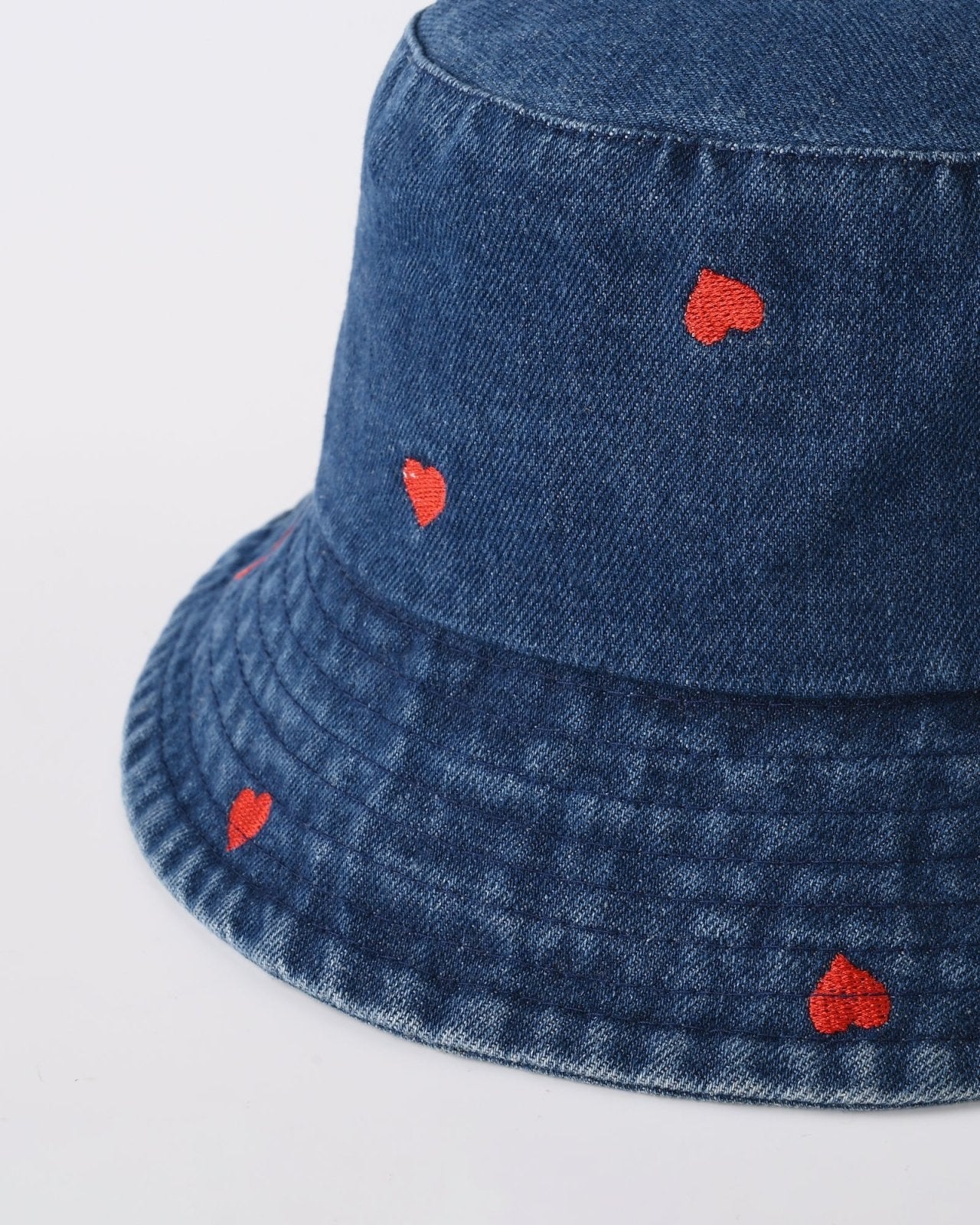 Denim bucket hat met hartjes - Nouka