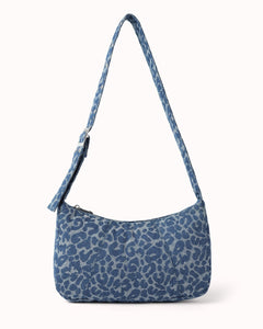 Denim schoudertas met panterprint - Nouka