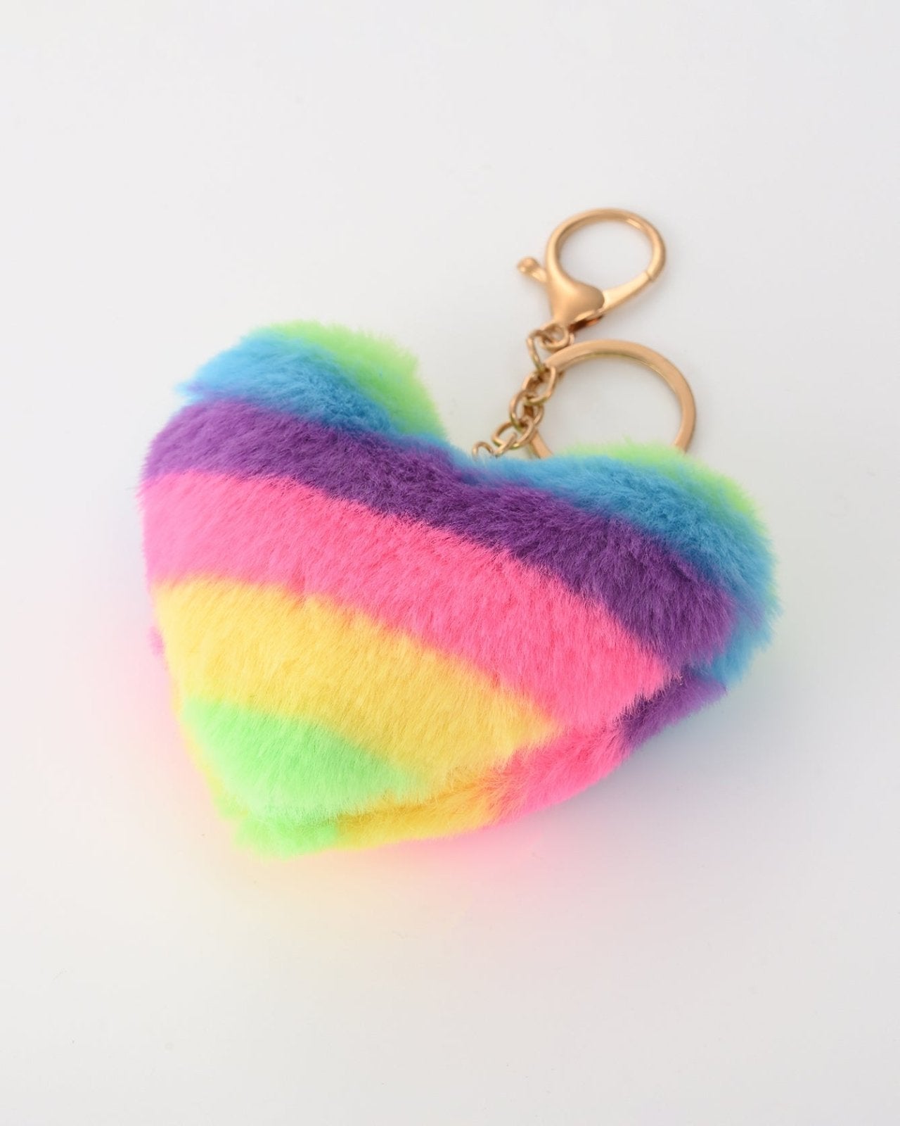 Fluffy multicolor hart sleutelhanger - Nouka