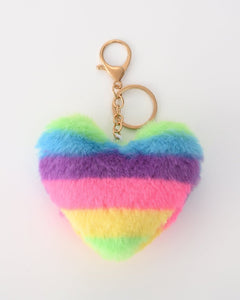 Fluffy multicolor hart sleutelhanger - Nouka