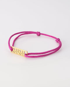 Fuchsia touwtjes armband met goudkleurige 'MAMA' tekst - Nouka