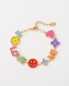 Goudkleurige armband met "I LOVE ME" tekst - Nouka