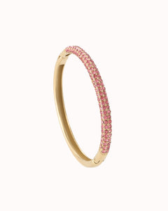 Goudkleurige bangle met roze steentjes - Nouka