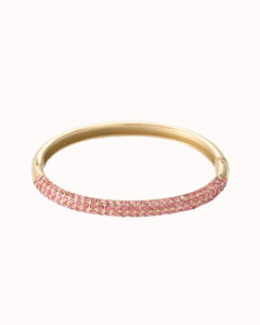 Goudkleurige bangle met roze steentjes - Nouka