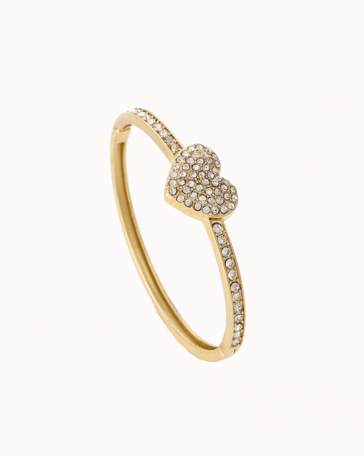 Goudkleurige bangle met stras hart - Nouka