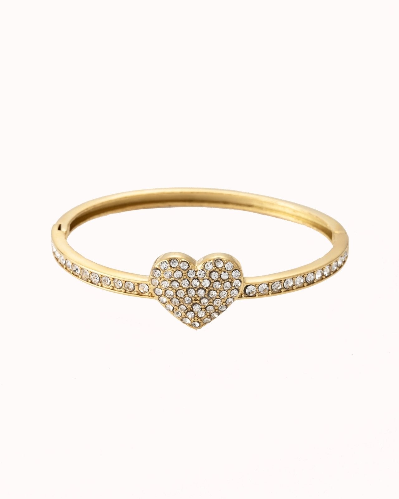 Goudkleurige bangle met stras hart - Nouka