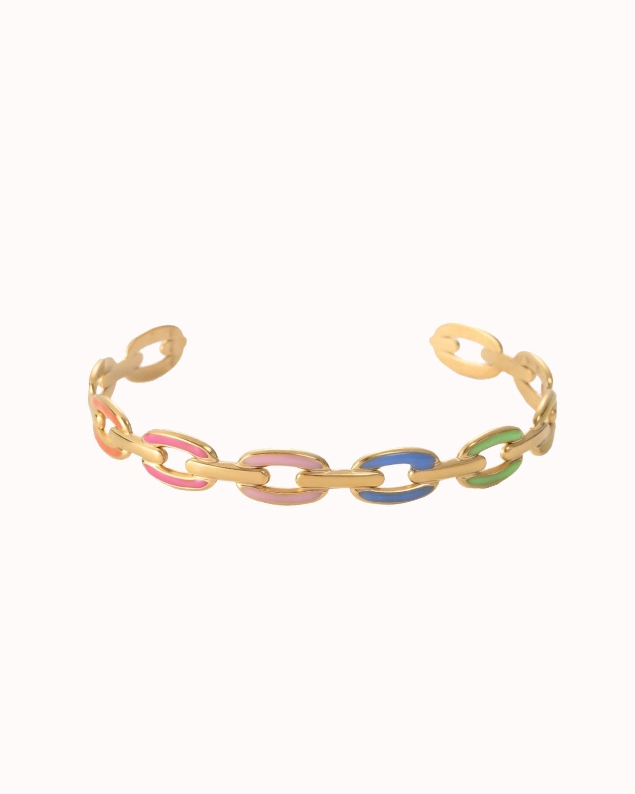 Goudkleurige cuff met multicolor schakel - Nouka