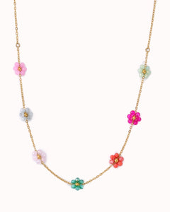 Goudkleurige ketting met multicolor bloemen - Nouka