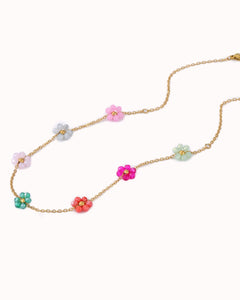 Goudkleurige ketting met multicolor bloemen - Nouka