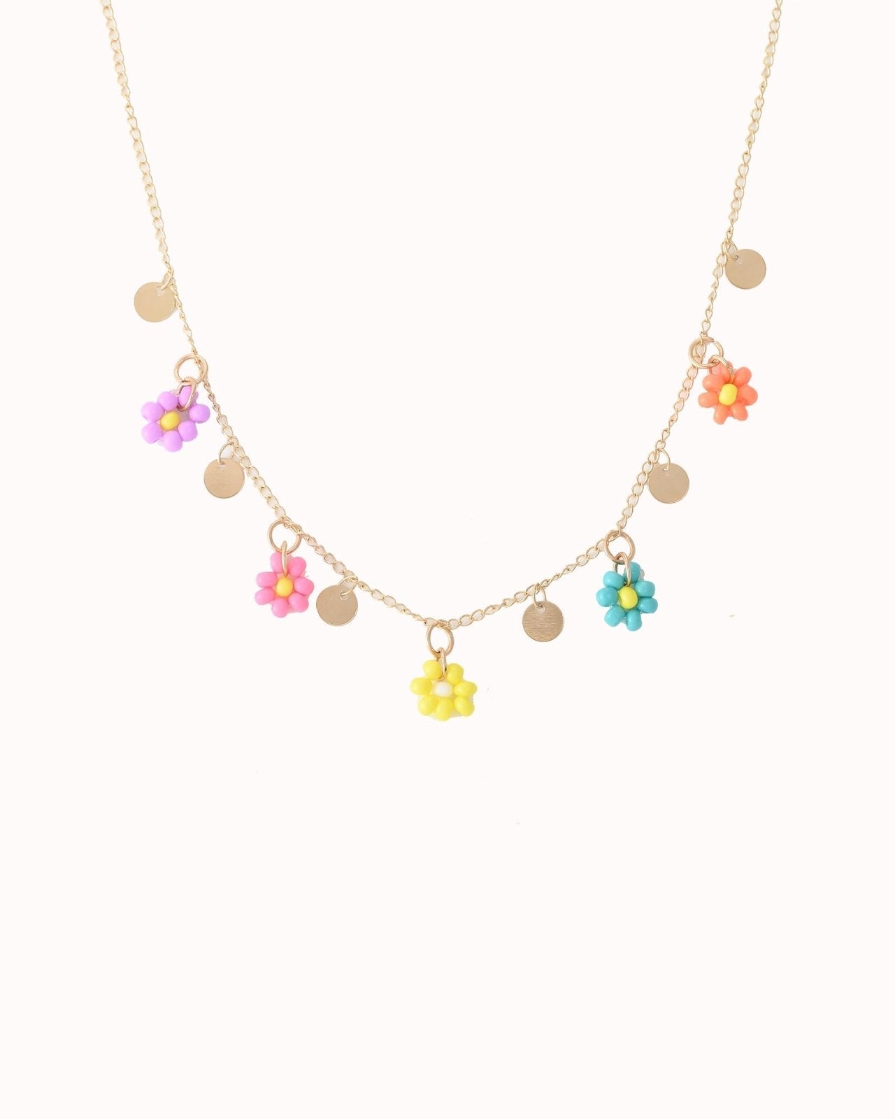 Goudkleurige ketting met multicolor bloemetjes - Nouka