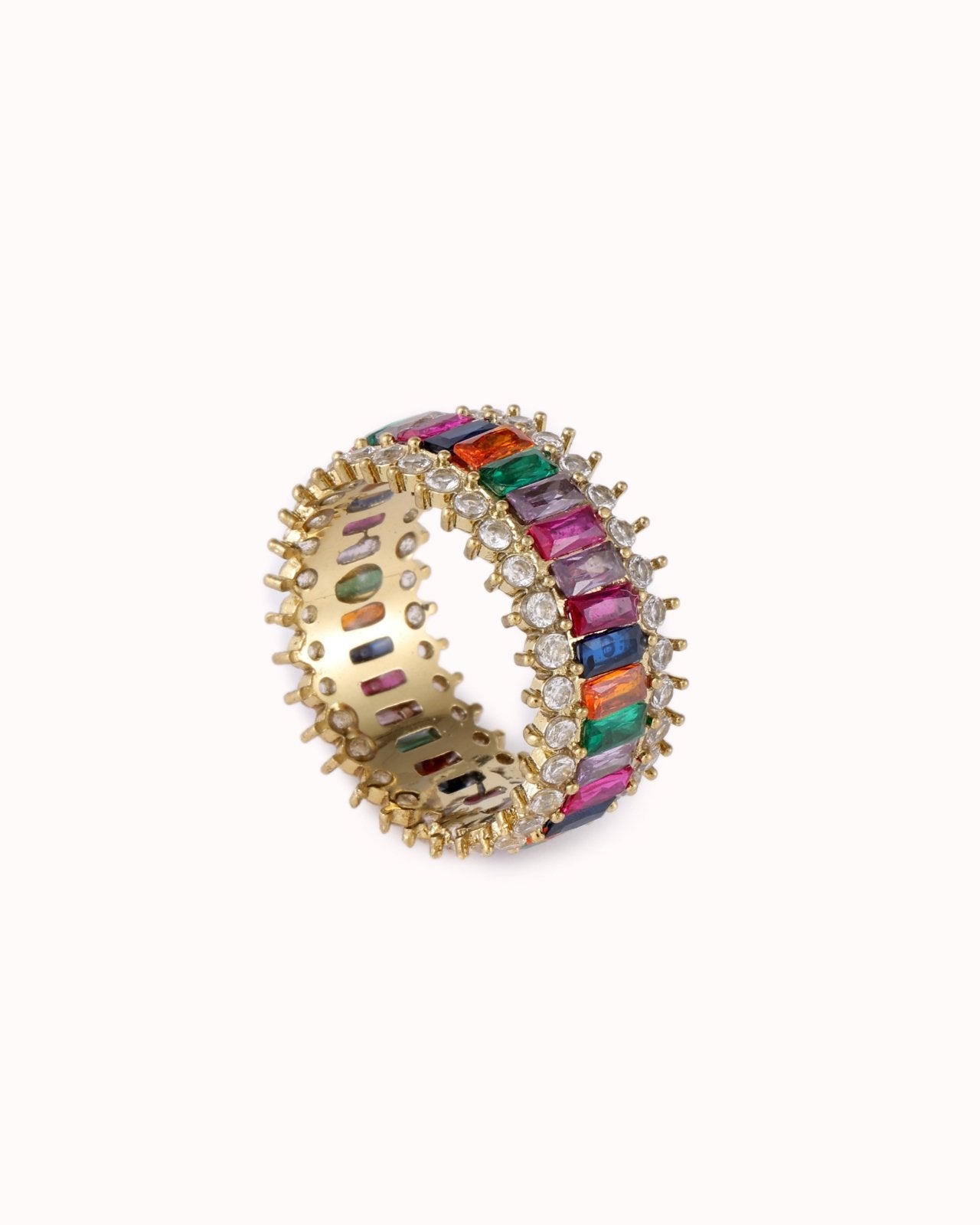 Goudkleurige ring met multicolor steentjes - Nouka