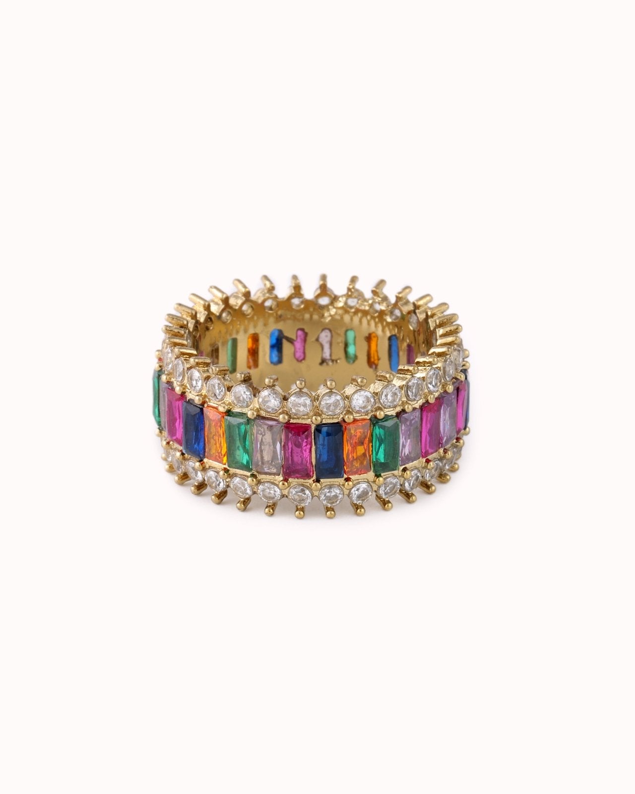 Goudkleurige ring met multicolor steentjes - Nouka