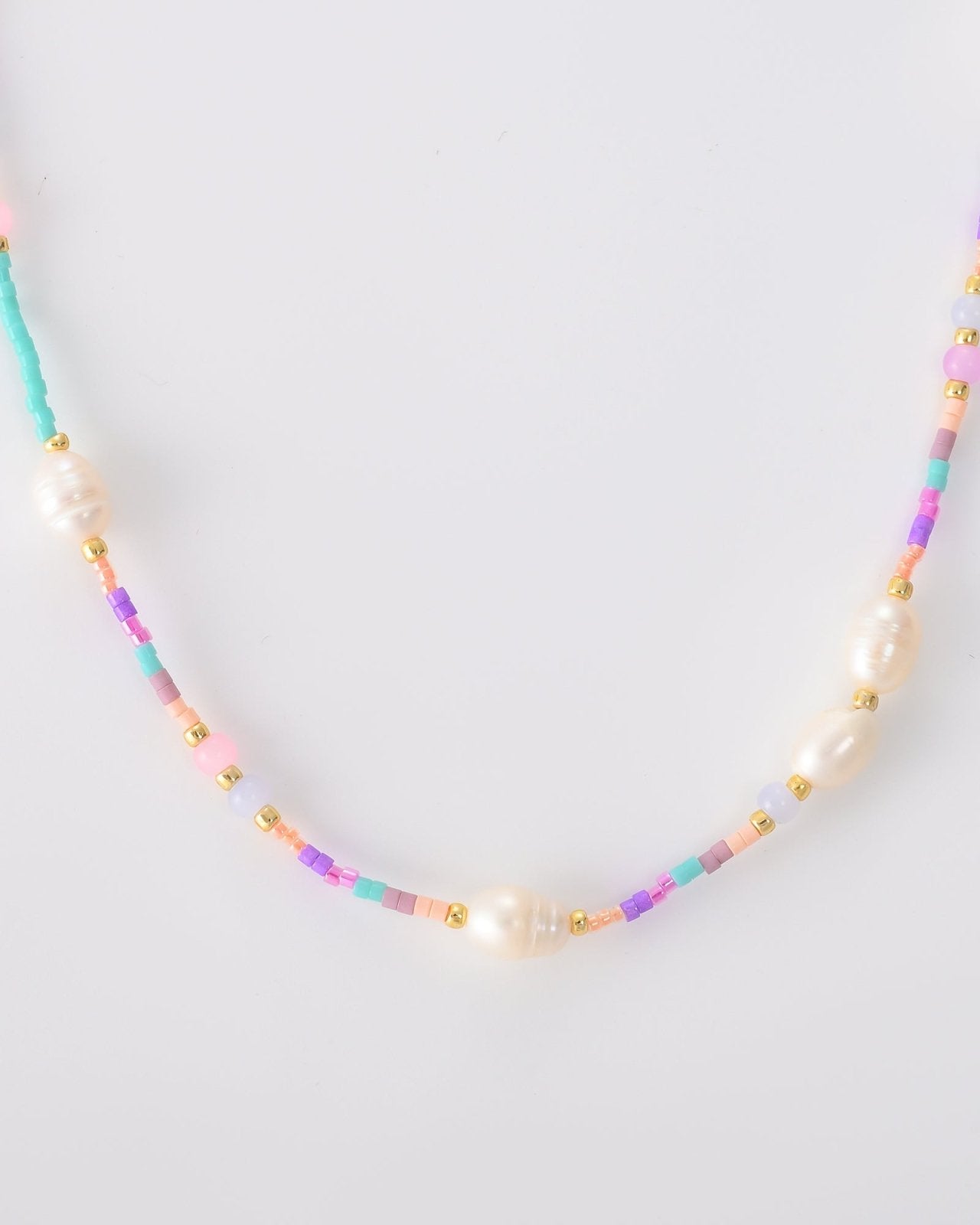 Ketting met pastel gekleurde kralen en parels - Nouka