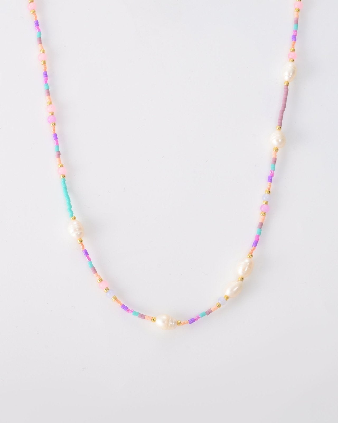 Ketting met pastel gekleurde kralen en parels - Nouka