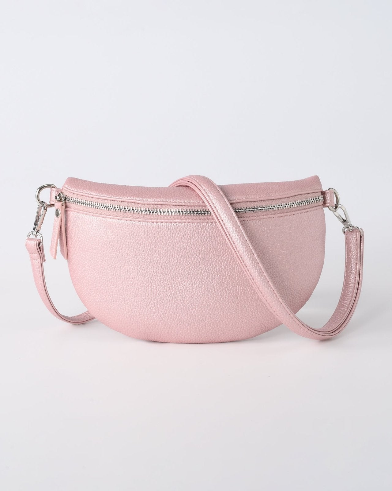 Lichtroze metallic crossbody buideltas - Nouka