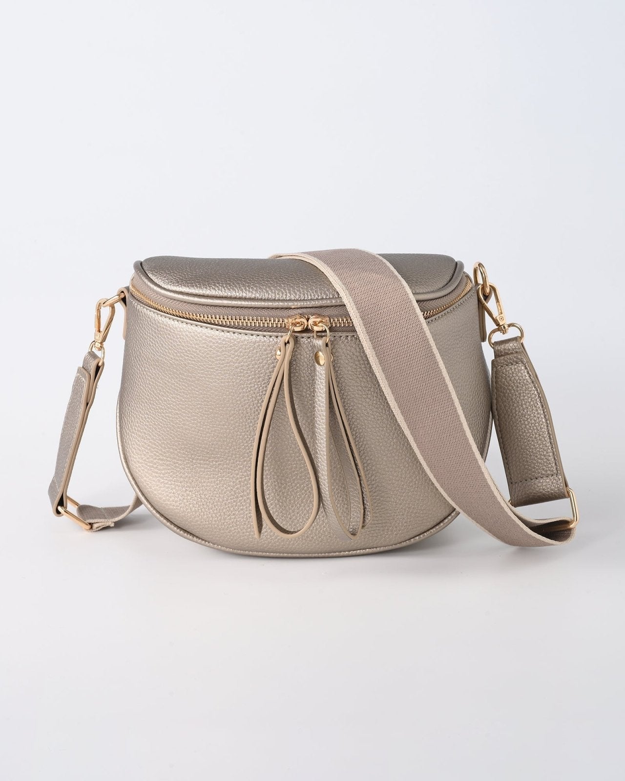 Metallic taupe crossbody buideltas - Nouka