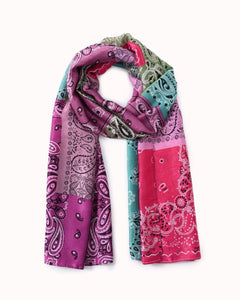 Multicolor sjaal van vlakken met paisley print - Nouka