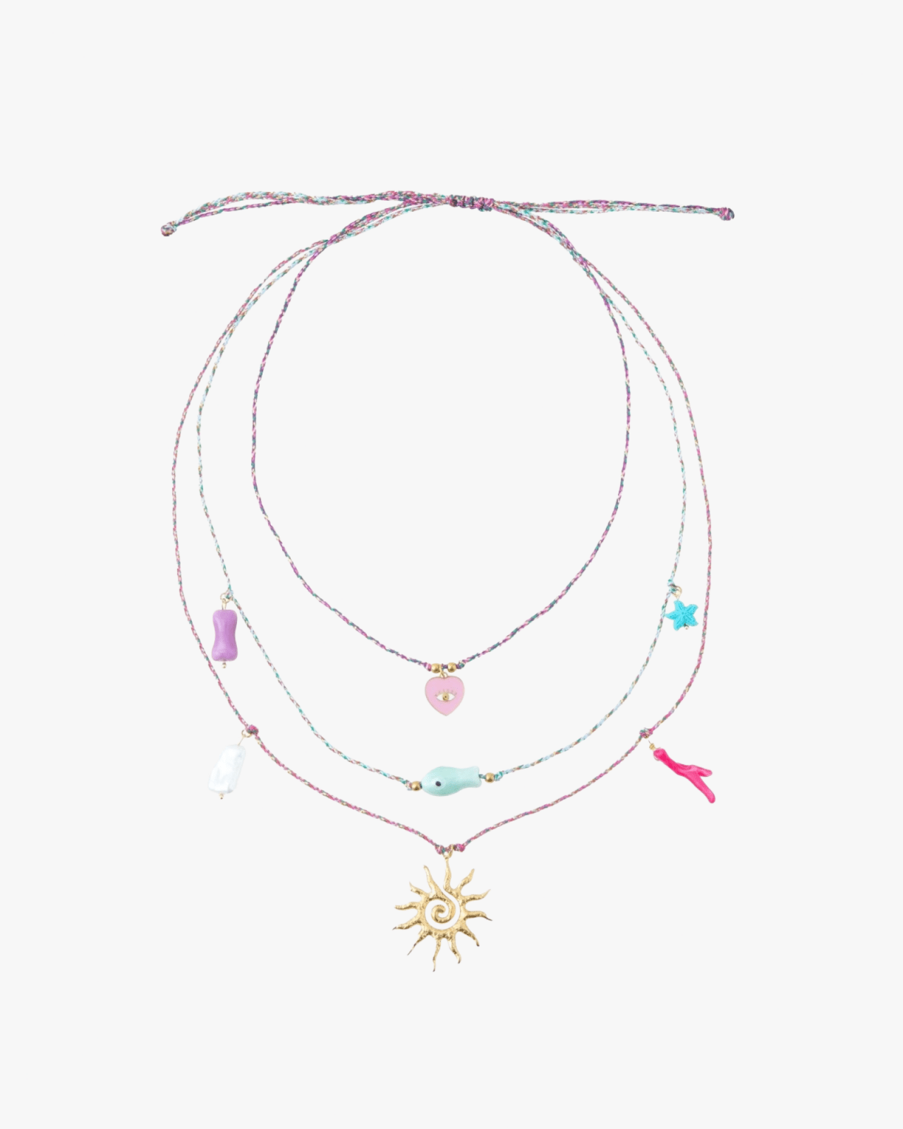 Multicolor statement ketting met laagjes en hangers - Nouka