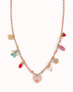 Multicolor touw ketting met hangers - Nouka